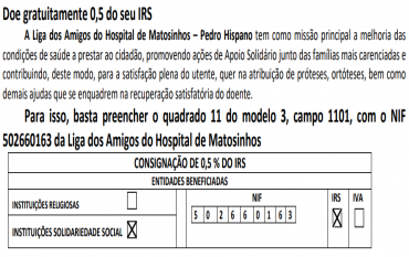 Doe gratuitamente 0,5% do seu IRS